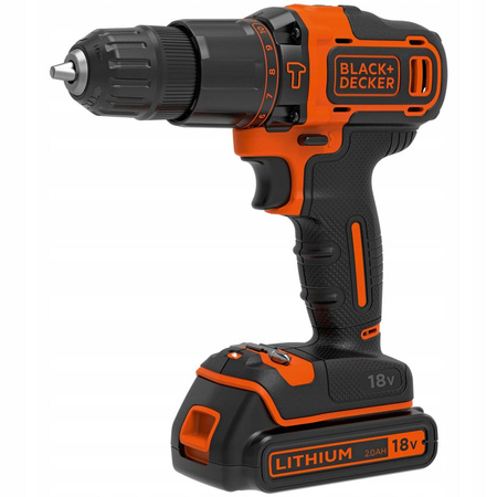 Akumulatorowa wiertarko-wkrętarka udarowa Black+Decker 18V Li-Ion 2x2,0Ah BDCHD18K1B2-QW