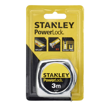 Taśma miernicza Stanley PowerLock chromowana obudowa 3m x 19mm