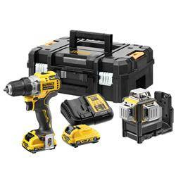 2-narzędziowy zestaw Combo wiertarko-wkrętarka 12V + Laser samopoziomujący 2x2Ah DeWalt