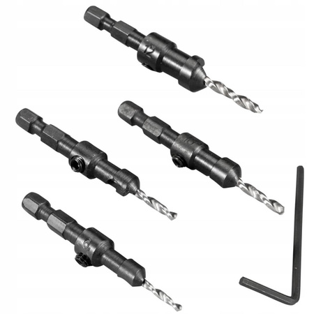 Zestaw 4 szt. wierteł do drewna z łbem sześciokątnym D-73455