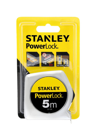 Taśma miernicza Stanley PowerLock chromowana obudowa 5m x 19mm