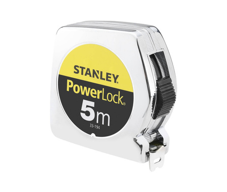 Taśma miernicza Stanley PowerLock chromowana obudowa 5m x 19mm - karta
