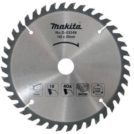 Tarcza tnąca do drewna 165x20mm 40 zębów Makita D-03349