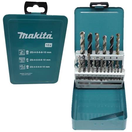 Zestaw wierteł mieszanych Economy do drewna, kamienia, metalu 18szt. Makita D-46202